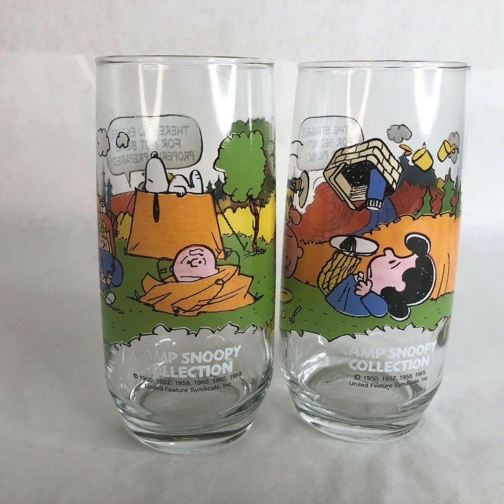 2 McDonalds Camp Snoopy Drinking Glasses Tumbler S - Picture 3 of 4